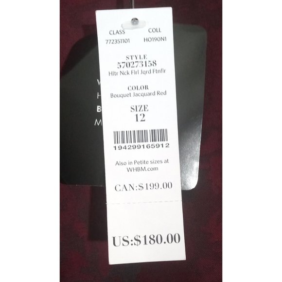 NWT White House Black Market Floral Jacquard Fit & Flare Dress Fully Lined Sz 12 - Picture 4 of 5